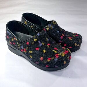 Dansko Professional Felt Clogs Womens 38/7.5-8 Charcoal Multi Dot Slip On Casual